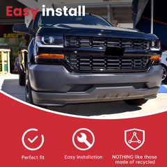 Front Bumper Upper Grille Gloss Black For 84134049 Chevy Silverado 1500 2016-2019