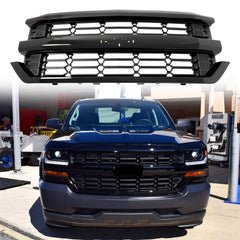 Front Bumper Upper Grille Gloss Black For 84134049 Chevy Silverado 1500 2016-2019