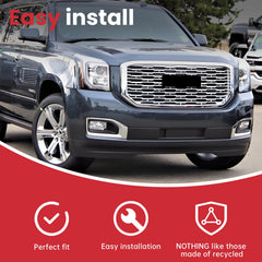 Chrome Front Upper Grille Mesh Grill For GMC Yukon/ Yukon XL Denali Style 15-20