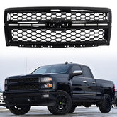 FRONT BUMPER GRILLE UPPER GRILL FOR CHEVY SILVERADO 1500 2014-2015 GLOSSY BLACK