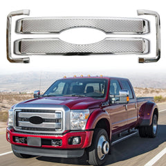 Fits 2011/2012/2013/2014/2015/2016 Ford F250 350 450 Moulding Front Chrome Grill Grille Cover Overlay