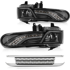 Fits 2007/2008/2009/2010/2011/2012/2013/2014/2015 Toyota FJ Cruiser Projector Headlights Headlamps With Grille
