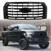 For 2015/2016/2017 Ford F150 Front Bumper Upper Grille ABS Gloss Black Horizontal