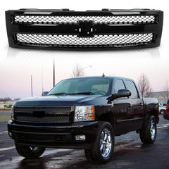 Grille Fit For 2007/2008/2009/2010/2011/2012/2013 Chevrolet Silverado 1500 Black Shell w/ Black Insert