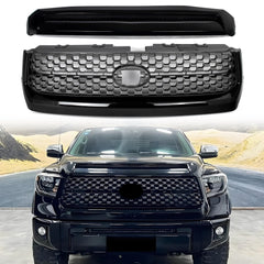For 2014-2021 Toyota Tundra Gloss Black Front Grille & Hood Bulge Molding Grill
