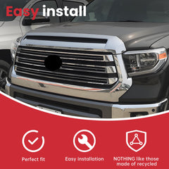 Chrome Front Bumper Grille & Hood Bulge Molding For 2014-2021 Toyota Tundra