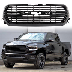 Gloss Black Front Mesh Upper Grille For 2019/2020/2021/2022/2023 Dodge Ram 1500