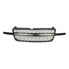 Front Upper Grille Black For 2005/2006/2007 Chevy Silverado 1500 2500HD 3500 Pickup
