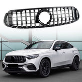 Front GT R Grille Fit 2020/2021/2022/2023 X253 GLC300 GLC43 Coupe Black Chrome W/ Camera Hole