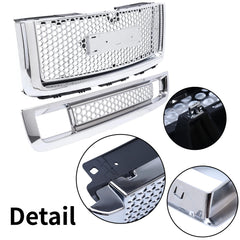 For GMC Sierra 1500 (2007 2008 2009 2010 2011 2012 2013)Chrome Front Bumper Upper Grill + Lower Grille