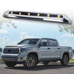 Front Upper Grille Hood Scoop FOR TOYOTA TUNDRA 2014/2015/2016/2017/2018/2019/2020/2021 Chrome w/ led Lights Lamp