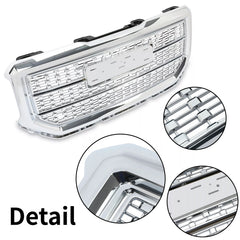 Front Upper Chrome Mesh Grille Fits 2016-2018 GMC Sierra 1500 Denali Style