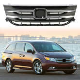 Fits New Honda Odyssey 2011 2012 2013 Front Black Grill Grille Chrome Molding