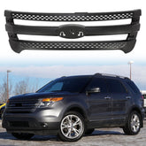 HECASA Front Bumper Upper Grille Black Grill For Ford Explorer 2011/2012/2013/2014/2015