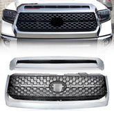 Chrome Front Bumper Grille & Hood Bulge Molding For 2014-2021 Toyota Tundra