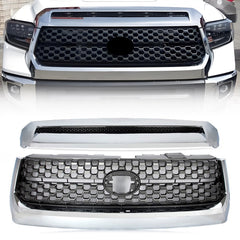Chrome Front Bumper Grille & Hood Bulge Molding For 2014-2021 Toyota Tundra