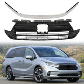Front Upper Black Grille Grill Chrome Molding For Honda Odyssey 2021 2022 2023