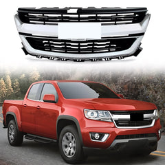 For 2015-2020 Chevrolet Colorado Front Bumper Upper Grille Black Chrome Grill