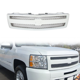 Front Grille For 2007-2013 Chevrolet Silverado 1500 Summit White w/Chrome Insert