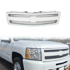 Front Grille For 2007-2013 Chevrolet Silverado 1500 Summit White w/Chrome Insert