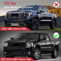 For 2007 2008 2009 2010 2011 2012 2013 GMC Sierra 1500 Gloss Black Denali Front Upper Bumper Hood Mesh Grille