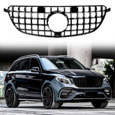 All Black Front Hood Grille For Mercedes Benz W166 GLE63 2016 2017 2018 2019