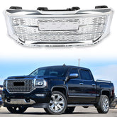 Front Upper Chrome Mesh Grille Fits 2016-2018 GMC Sierra 1500 Denali Style