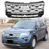Front Bumper Upper Grille ABS Grill w/Chrome For Ford Explorer XLT 2018 2019
