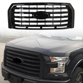 Front Bumper Upper Grille ABS Gloss Black Horizontal Front Mesh Bumper Upper Grille Grill Fit For 2015 2016 2017 Ford F150 Heat Corrosion Impact Resistant Waterproof Plastic