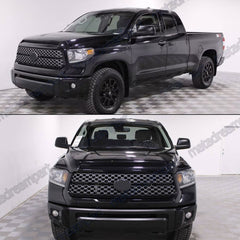 Front Grille & Hood Bulge Molding Grill For 2014-2021 Toyota Tundra Gloss Black