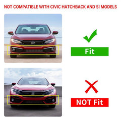 Front Mesh Grille Type R For 2019-2021 Honda Civic Sedan Coupe Glossy Black