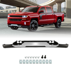 Front Lower Bumper Valance & Chrome Skid Plate Fit For 2016-2019 Silverado 1500