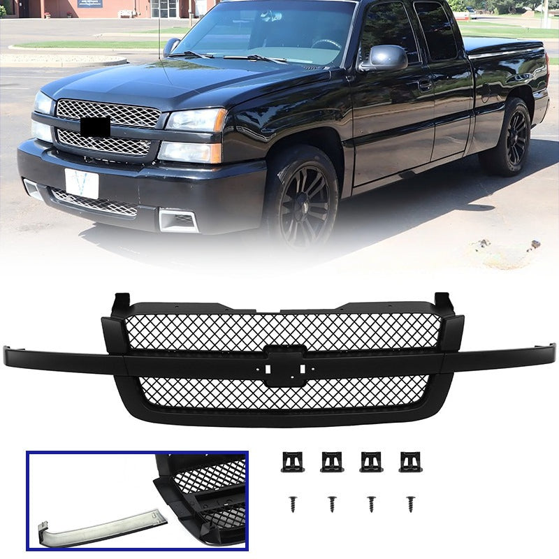 Front Grill Grille for 2003-2007 Chevrolet Silverado 1500 (Matte Black)