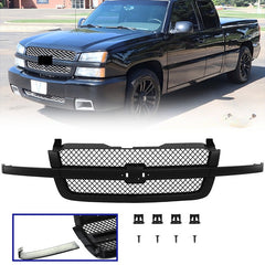 Front Grill Grille for 2003-2007 Chevrolet Silverado 1500 (Matte Black)
