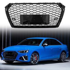 Gloss Black RS4 Style Fits 2017/2018/2019 Audi A4 S4 S-line Front Bumper Grille Grill