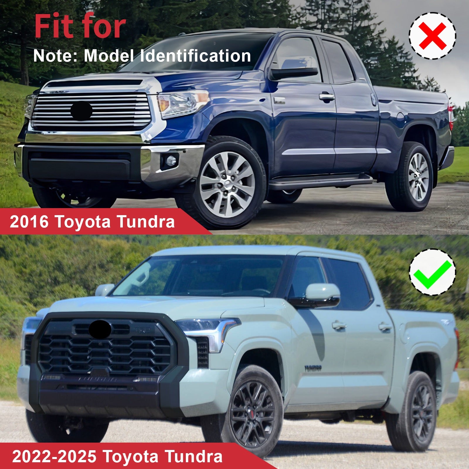 Front Bumper Grille Trim Molding Fit For Toyota Tundra 2022/2023/2024 Gloss Black New