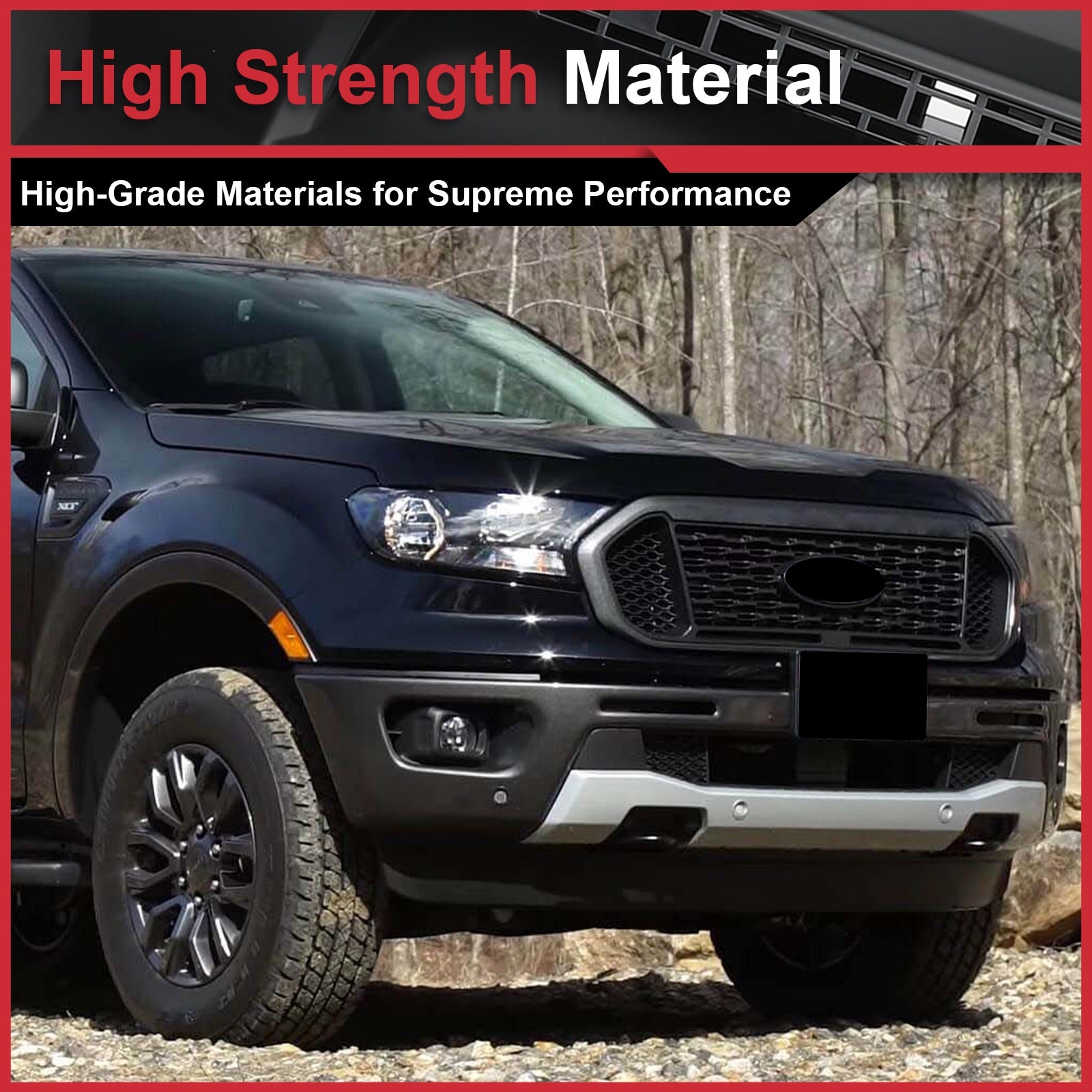For 2019 2020 2021 2022 Ford Ranger Front Grille Grill KB3B-8350-A Matt Black