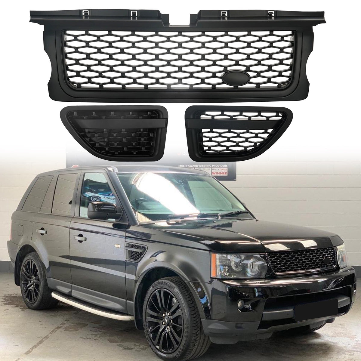 For Range Rover Sport 2006 2007 2008 2009 Matte Black Grille Air Side Vent Set