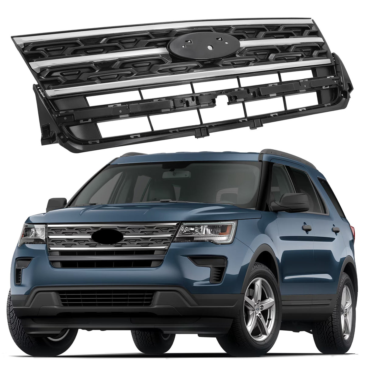For Ford Explorer 2016-2017 Front Bumper Grille Honeycomb Chrome #FB5Z8200AC