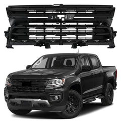 For 2021-2022 Chevrolet Colorado Upper Grille Bumper Grill W/ Gloss Black Trim