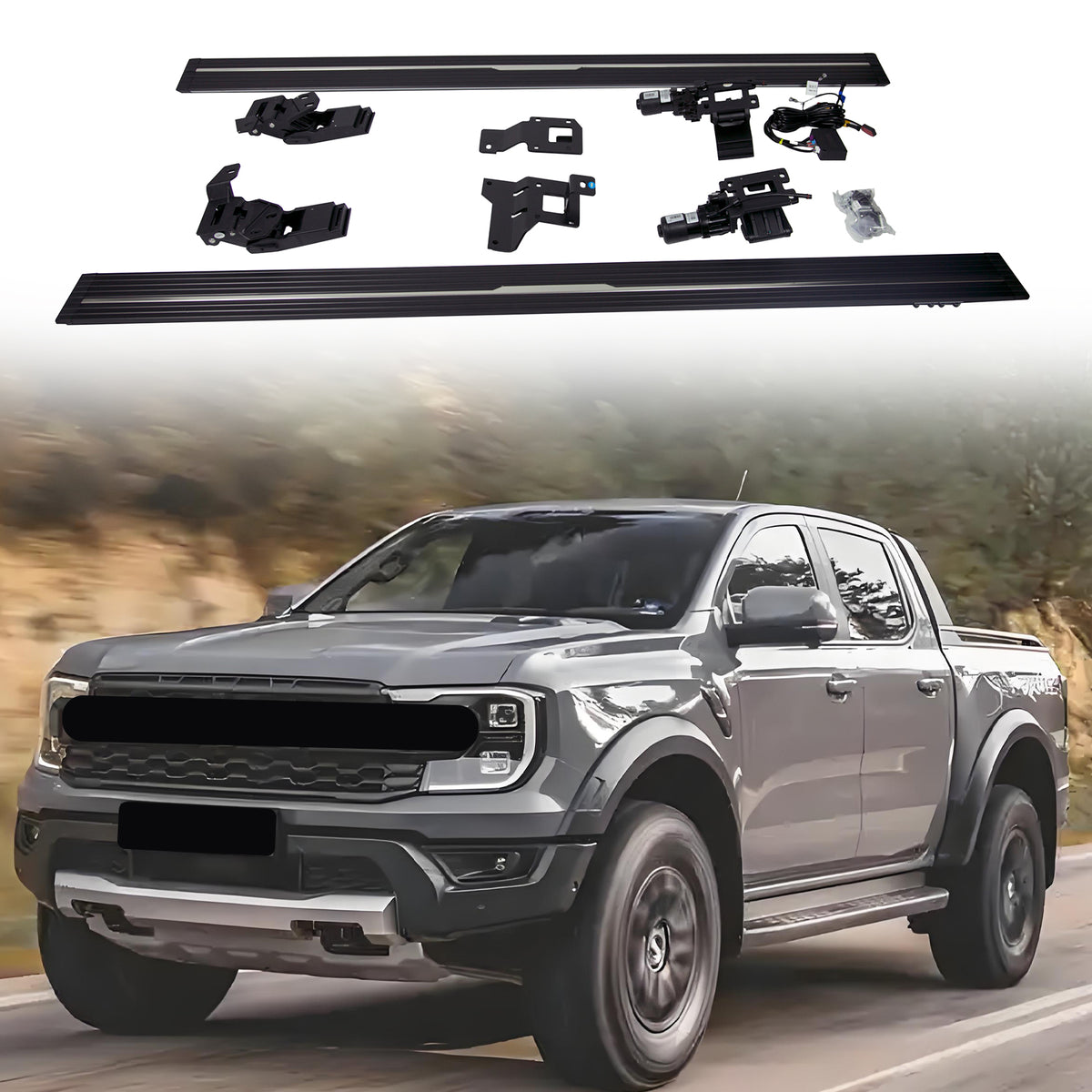 Deployable Electric Running Board Side Steps fit for FORD RANGER T9 2023-2025 (6 Supports)