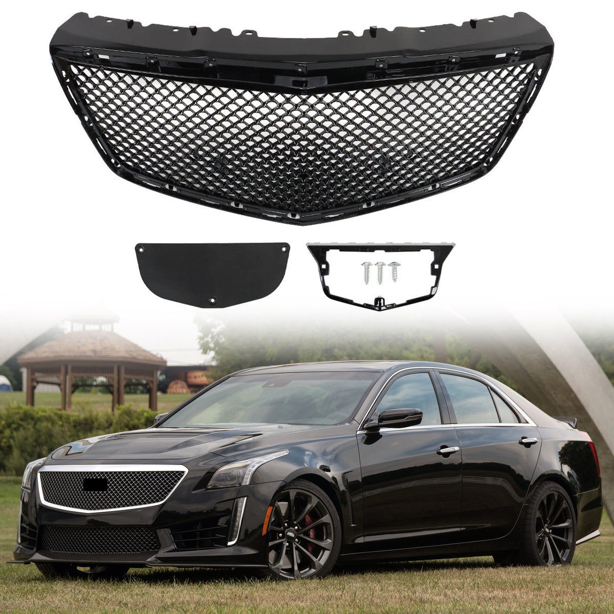 Front Bumper Hood Grille ABS Black Fit For Cadillac CTS Sedan B Style 2014/2015/2016/2017/2018/2019