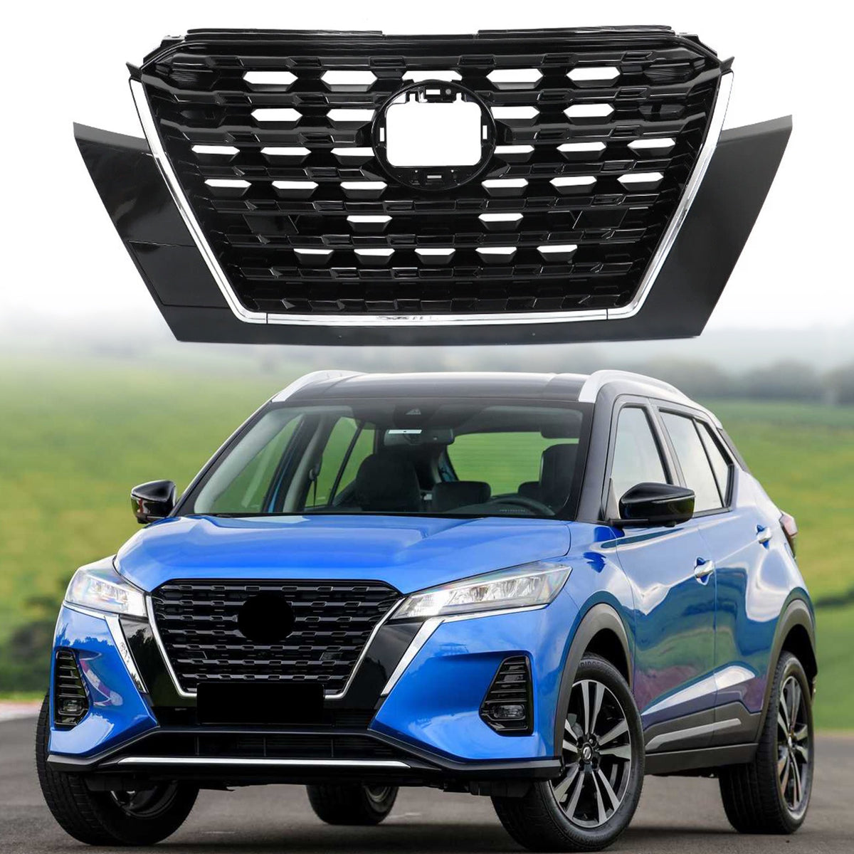 Fit For 2021 2022 2023 Nissan Kicks Front Bumper Upper Grille Assembly