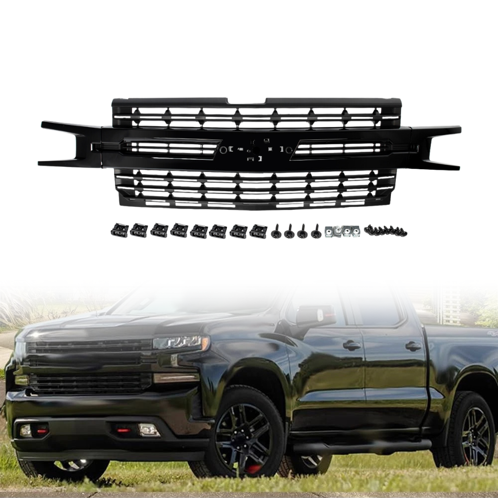 Front Grille For 2019-2022 Chevrolet Silverado 1500 (Gloss Black)