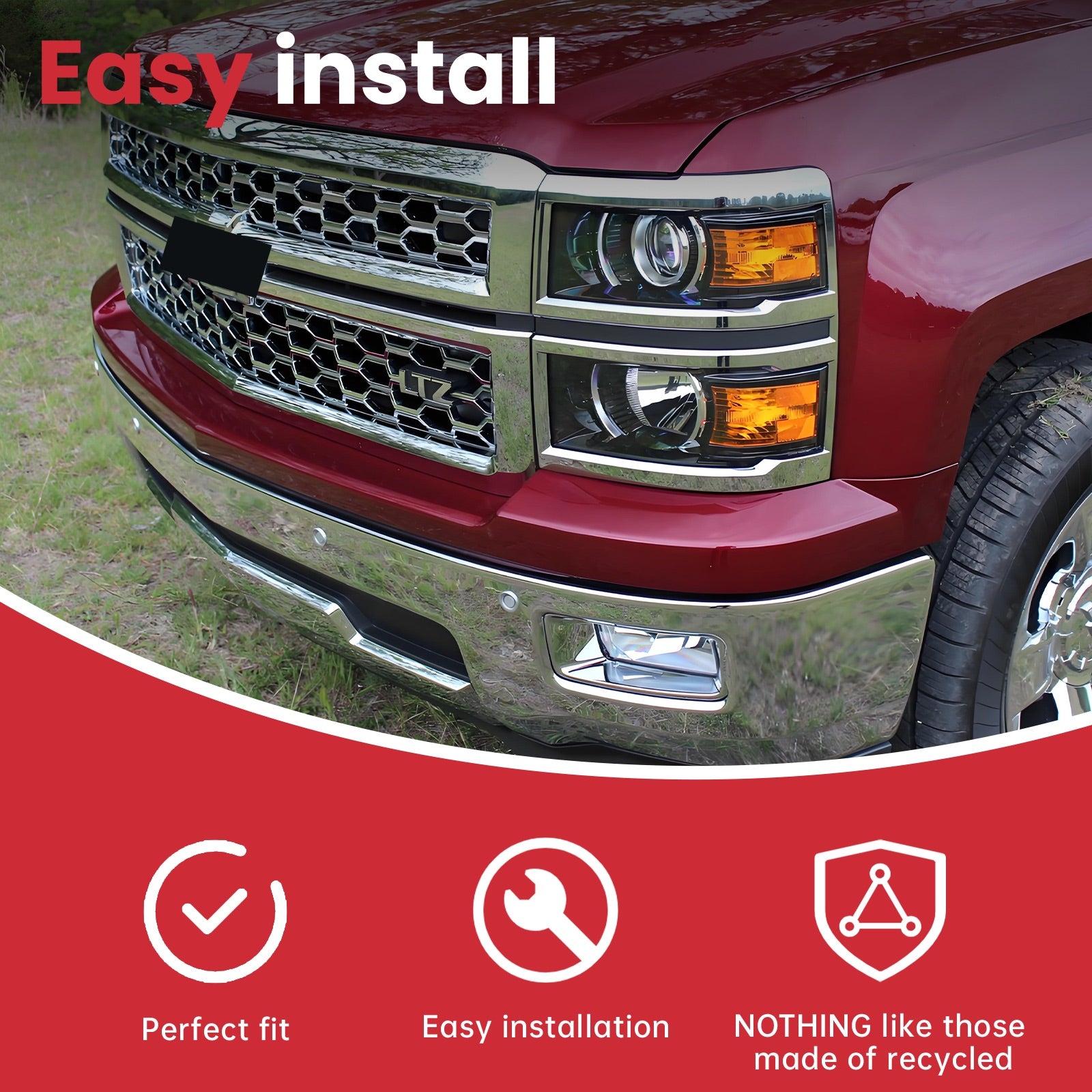 Front Bumper Grille Chrome LTZ Style For 2014-15 Chevrolet Silverado 1500 Grill