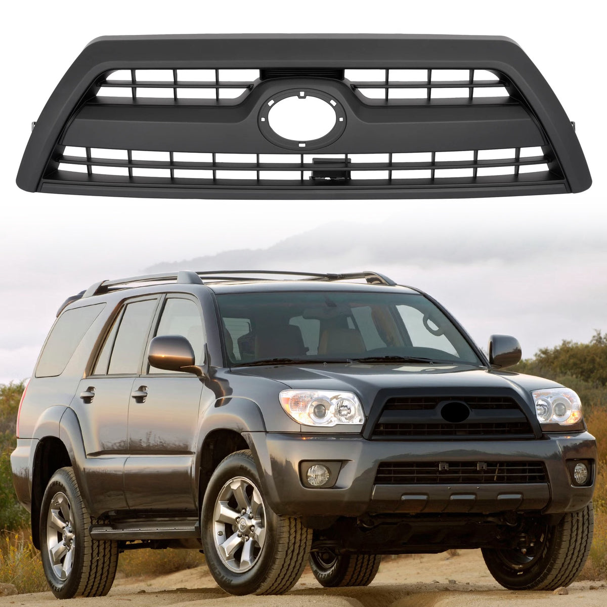 Front Bumper Upper Grille Black For Toyota 4Runner 2006-2009 07 08 #5310035A03D0