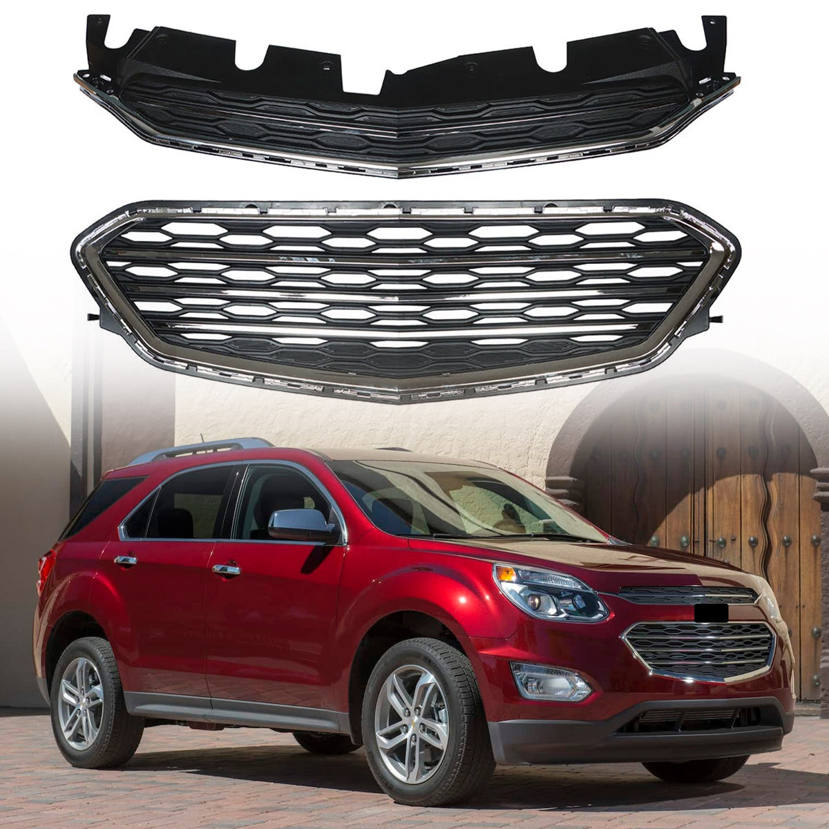 Upper & Lower Grill Set For Chevrolet Equinox 2016-2017 Front Bumper Grille