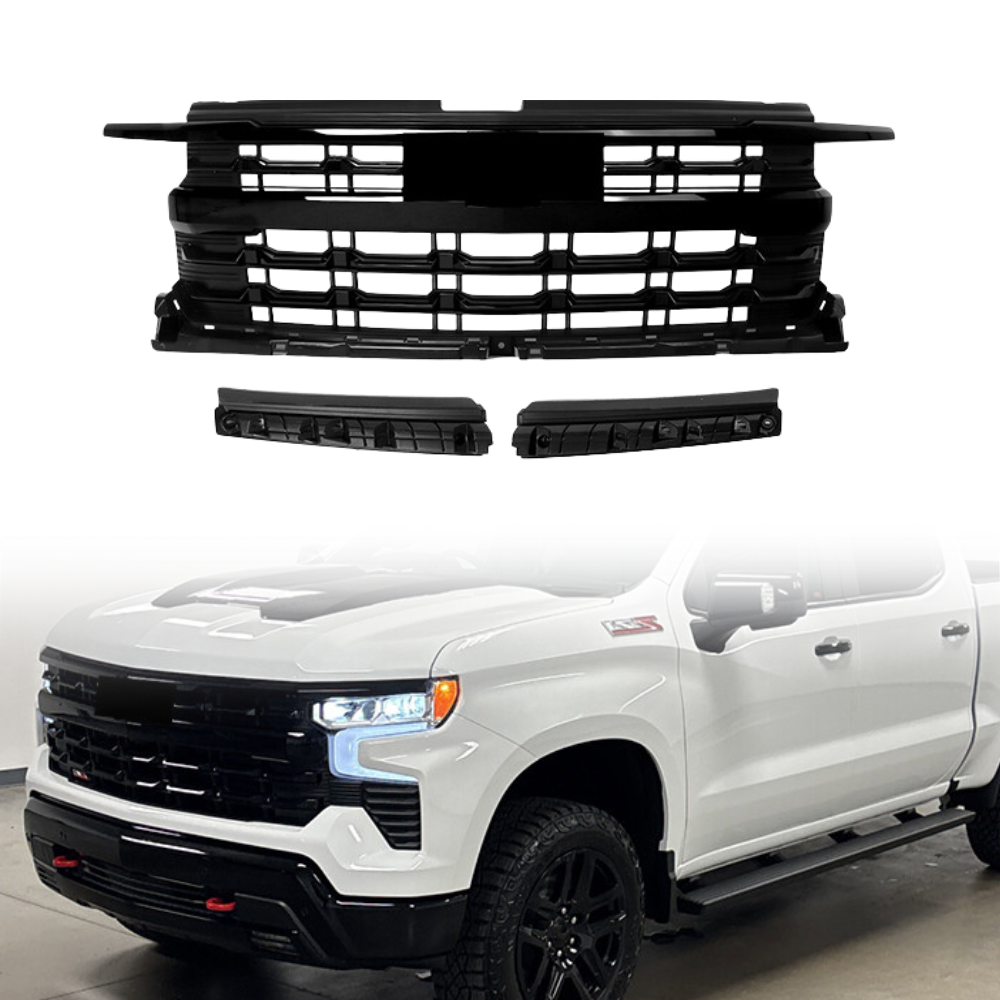 Front Grill For 2022-2024 Chevy Silverado 1500 LTZ Gloss Black