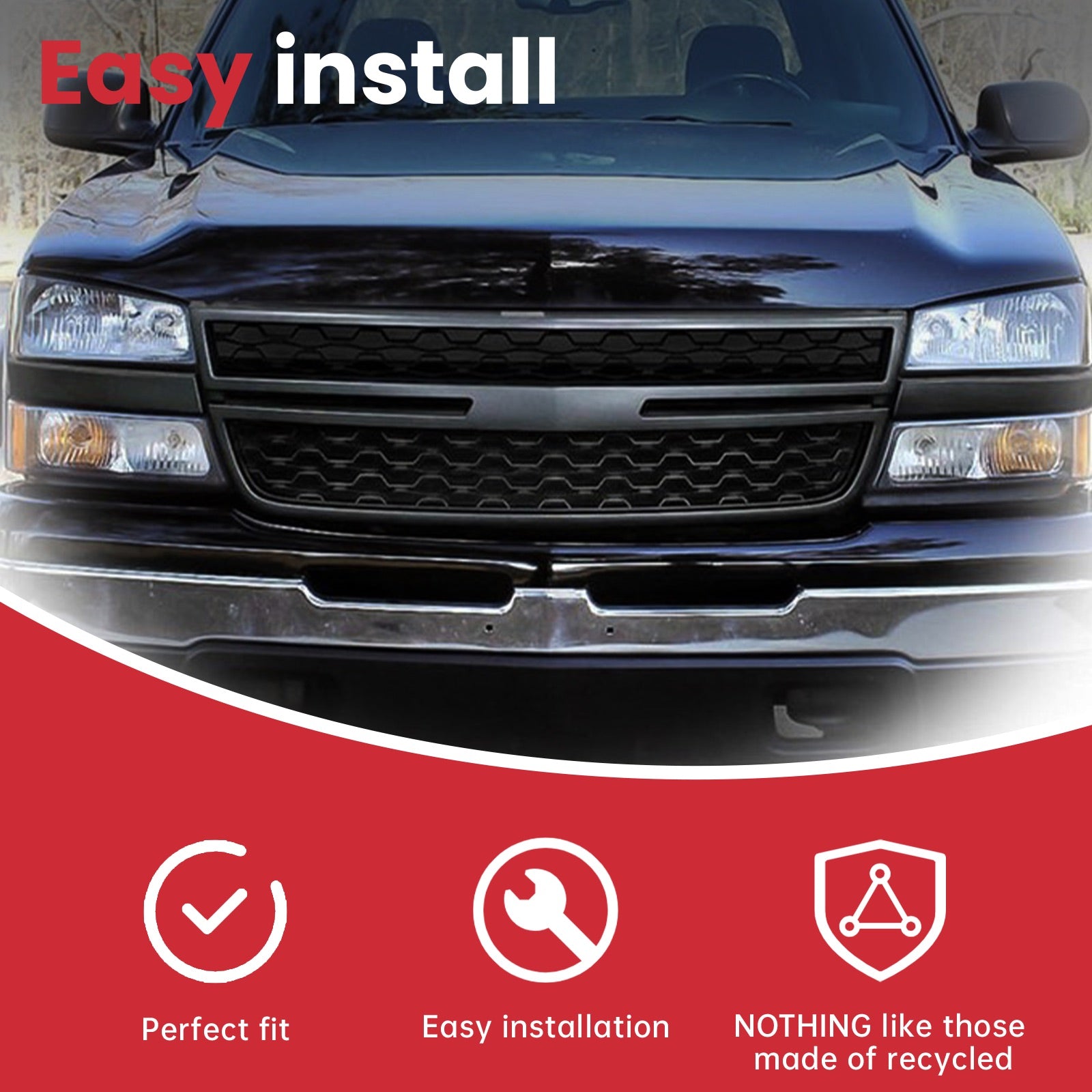 Fit for 2005 2006 2007 Chevy Silverado 1500 2500HD 3500 Front Upper Grille Grill