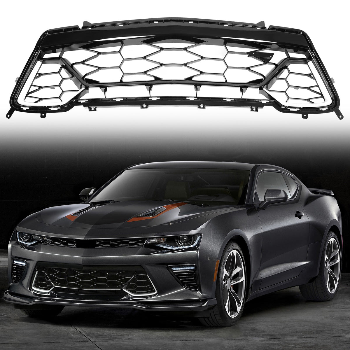 Lower Grille Painted Black For Chevrolet Camaro SS 2016 2017 2018 #84040596